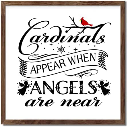 Christmas Farmhouse Decor Red Birds Framed Wood Sign