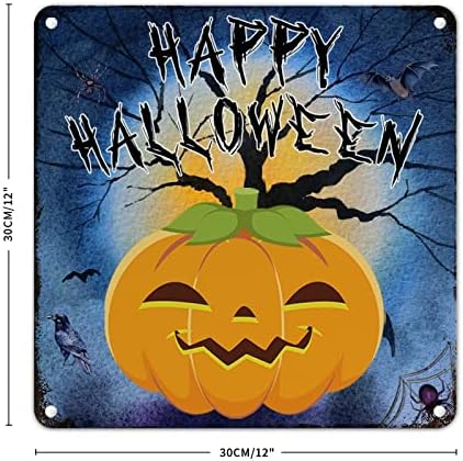 Happy Halloween Pumpkin Bat Metal Wall Decor 12x12in