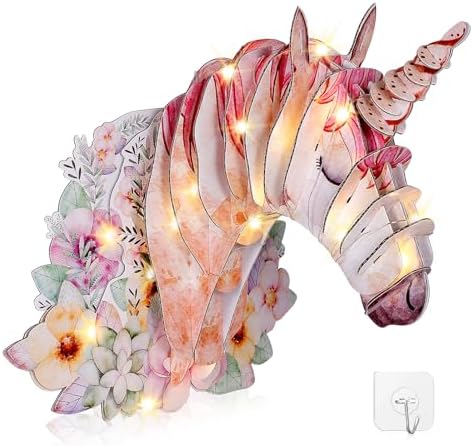 3D Glitter Unicorn Wall Art with LED Lights