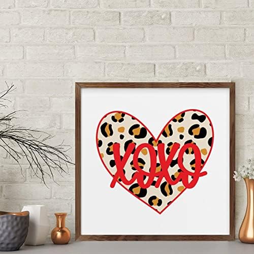 XOXO Leopard Heart Farmhouse Wood Sign 12x12