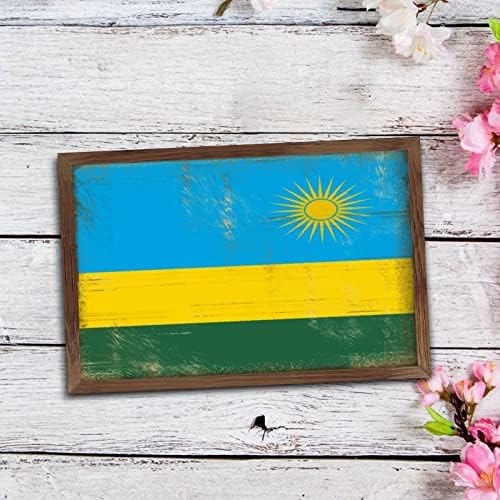 Christmas Farmhouse Decor Rwanda Flag Framed Wood Sign Wall Art
