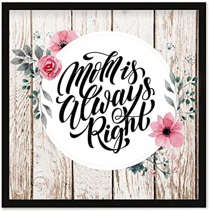 Farmhouse Wall Decor Sign 12x12 Inches Rustic Wood Frame - Black