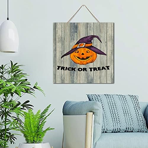 Trick Or Treat Halloween Wood Wall Sign 12x12 Inch 1