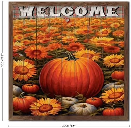Distressed Wood Framed Welcome Sign Autumn Harvest Decor
