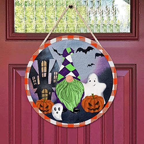 Halloween Gnome Wood Door Sign 12x12
