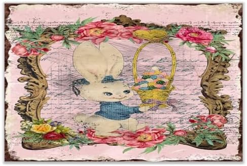Easter French Bunny Wreath Wall Decor 12x18 Inch