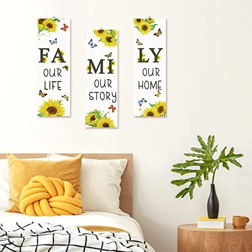 Decalmile 3 Piece Sunflower Wood Wall Sign Decor