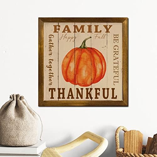 Grateful Family Gather Together Wooden Wall Sign 12x12 inch