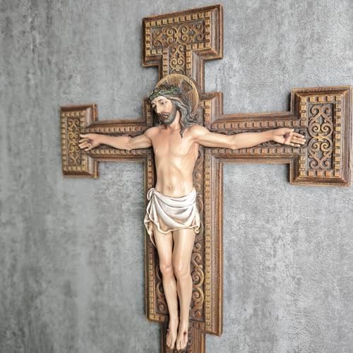 BC Catholic Crucifix Wall Cross 12 Inch Hand Painted