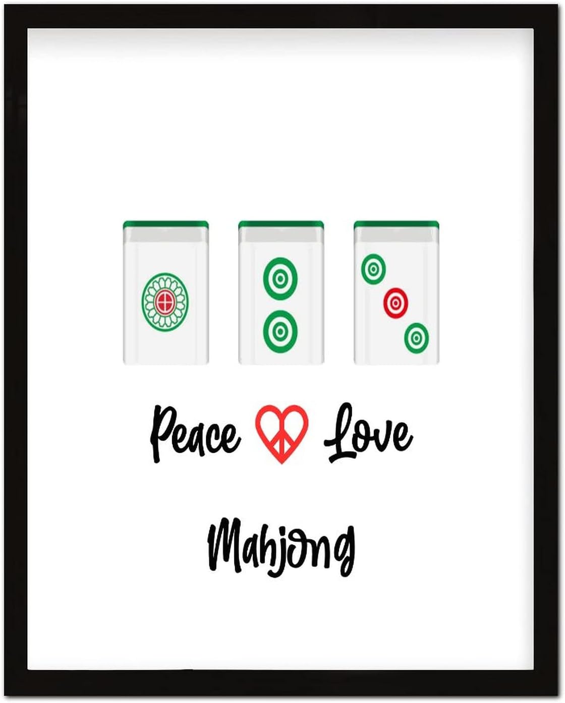 Mahjong Framed Wood Sign Peace Love Wall Decor