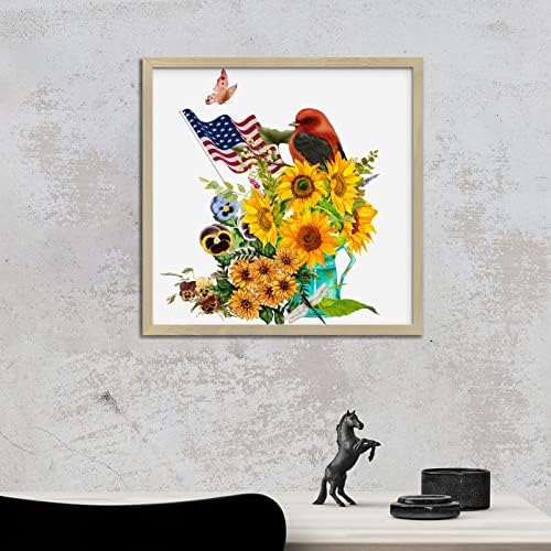 4th of July Patriotic Wall Decor Sign with Wood Frame