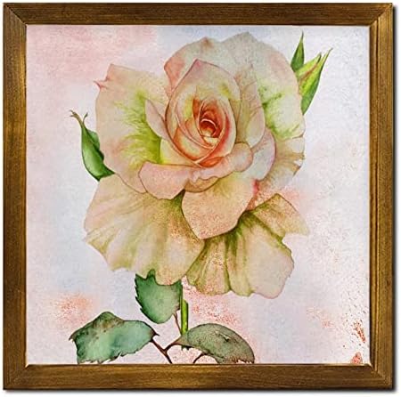 Retro Orange Hibiscus Flower Framed Wooden Sign