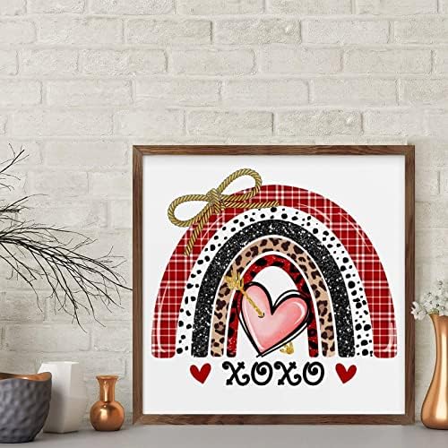 Romantic Heart Rainbow XOXO Wood Framed Wall Sign