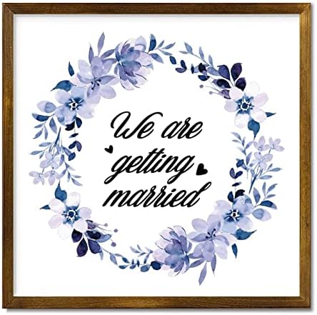 Farmhouse Rustic Wood Frame Wedding Sign Decor 12x12 Inch