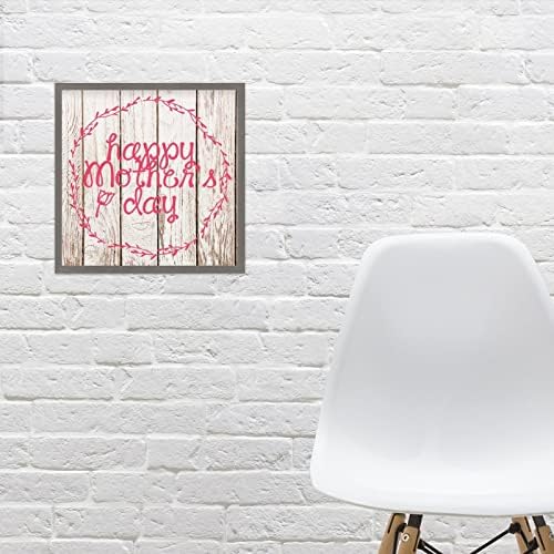 Happy Mothers Day Sign 12x12 Charcoal Rustic Wood Frame