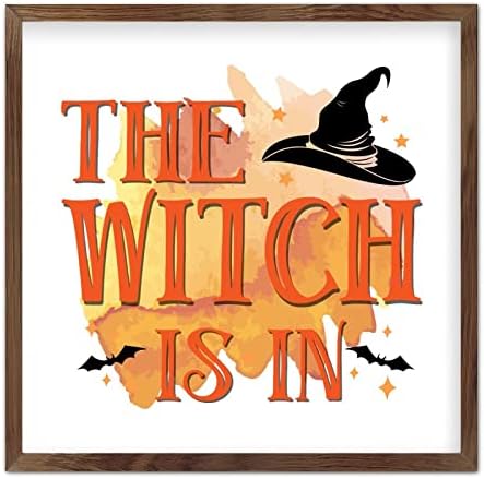 Witch in Wooden Plaque with Frame 7x7