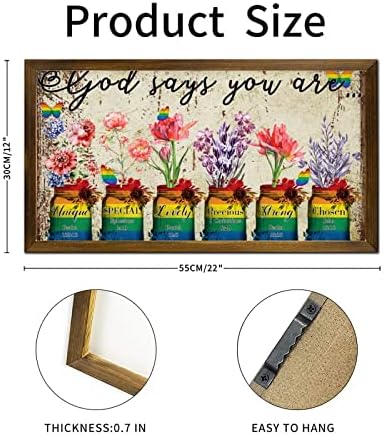 LGBTQ Pride Framed Wood Sign God Says You Are 12x22 In