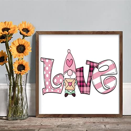 Valentine Gnome Love Letter Framed Wood Sign Home Decor