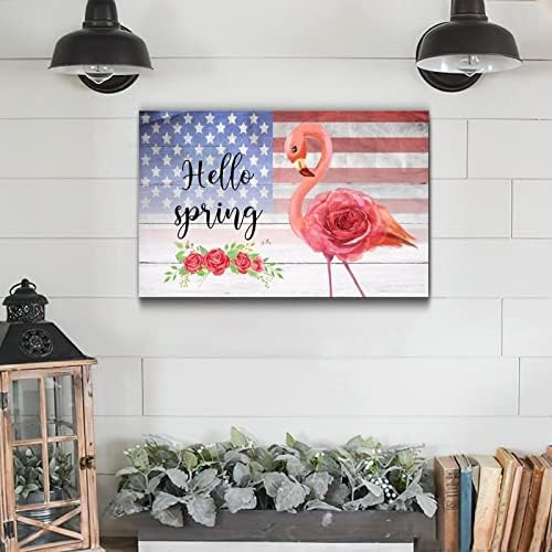Hello Spring Rose Wood Grain Wall Decor 12x18in