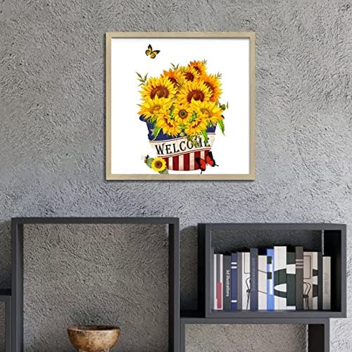 Welcome Sunflower American Memorial Day Wall Decor Sign 12x12in