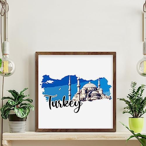 Rustic Framed Wooden Turkey Wall Decor Sign