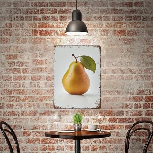 Yellow Pear Fruit Farmhouse Wall Art Metal Plaque