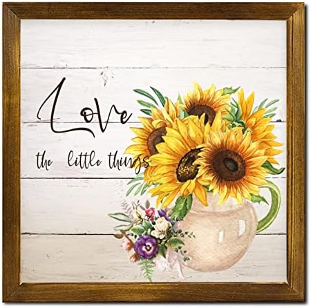 Love The Little Things Wooden Framed Spring Sunflower Wall Decor