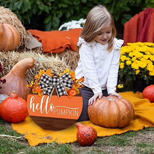 Whaline Fall Thanksgiving Welcome Wooden Sign with Bow and Berries