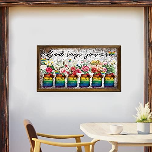 LGBTQ Inspirational Framed Wood Wall Sign 12x22 In