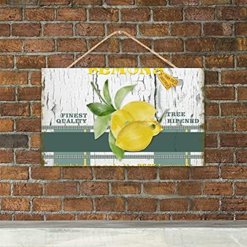 TEANFUN Lemon Wood Sign Wall Decor 12x20 Inch