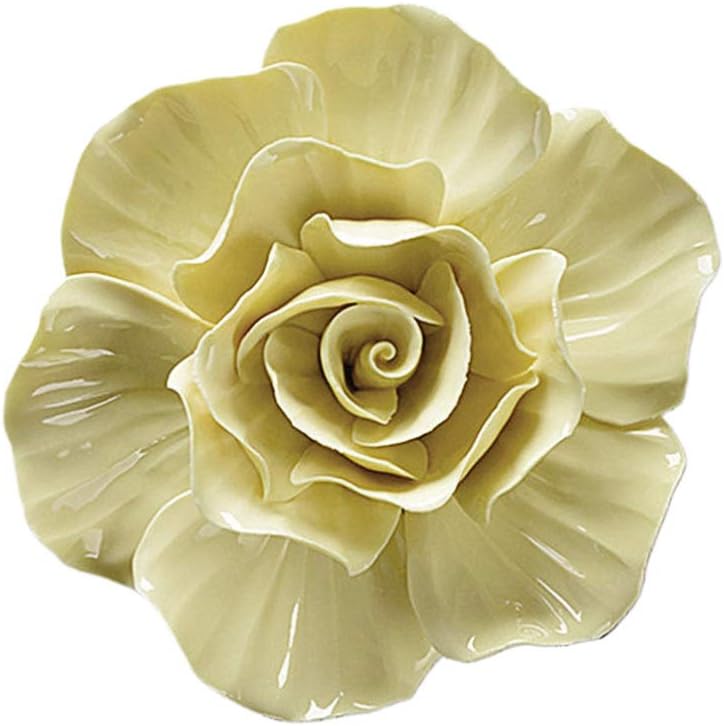 HEALLILY 3D Ceramic Wall Hanging Rose Sculpture
