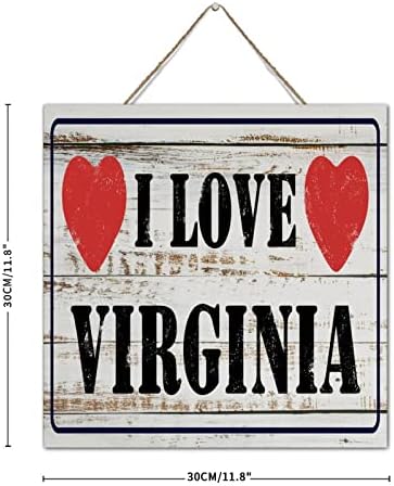 Autravelco I Love Virginia Wood Sign 12x12 Inch