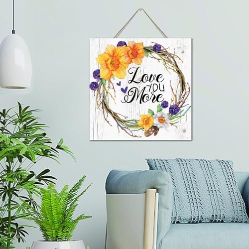 Personalized Rustic Wooden Wall Sign Love You More 12x12 Inch
