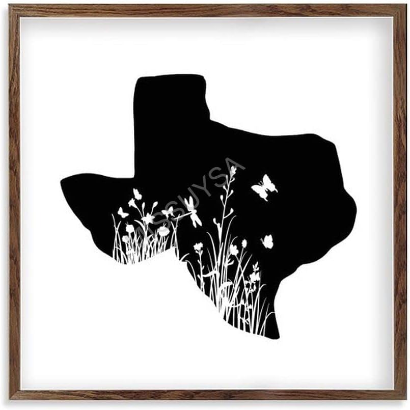Texas Roses Wildflowers Framed Wood Wall Decor 7x7