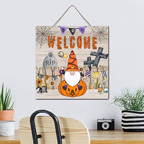 Autravelco Halloween Spooky Boo Wall Sign 12x12 Inch Wood Plaque with Sayings
