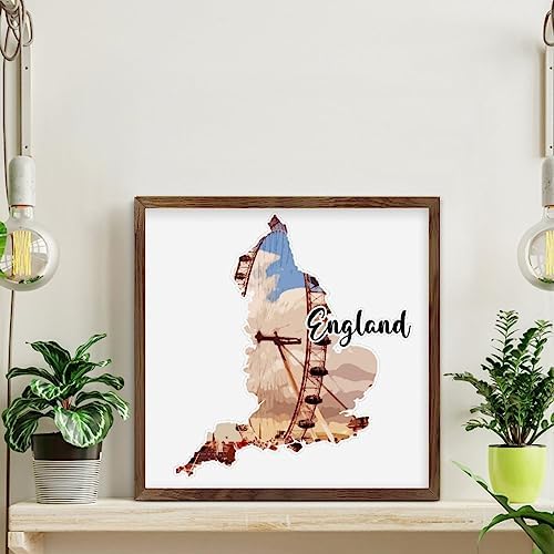 Distressed Wood Framed England Wall Decor Sign
