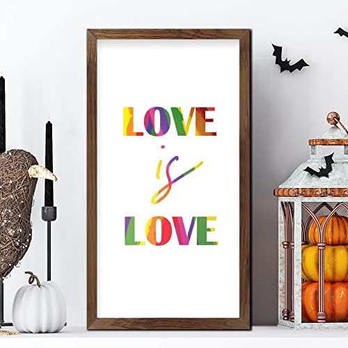 LGBT Pride Wood Framed Sign Love is Love 22x12 In 1