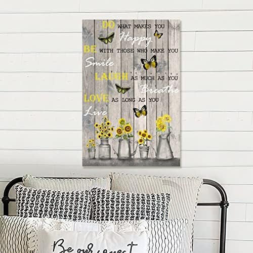 Wood Plaque with Sunflower and Butterfly Design 12x18in