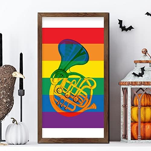 LGBTQ Pride Wood Wall Sign Rainbow Tuba Design