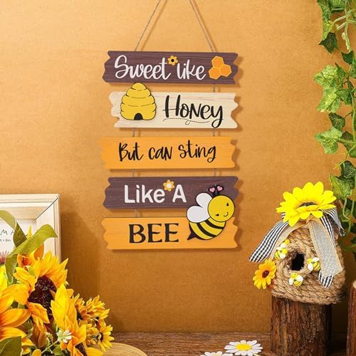 Bumble Bee Wall Hanging Plaque Sign Wooden Decor 116x134inch