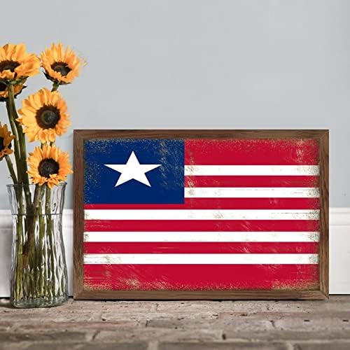 Liberia Flag Wood Framed Sign Wall Art