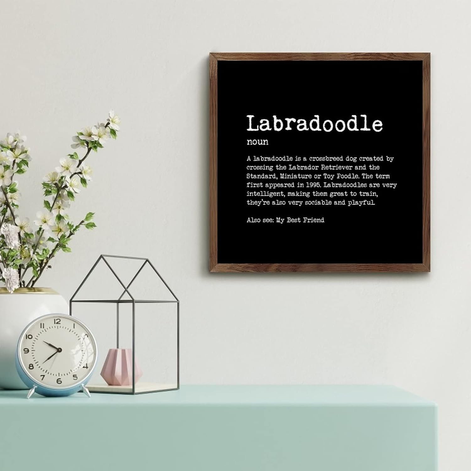 Farmhouse Decor Labradoodle Wood Framed Sign 12x12