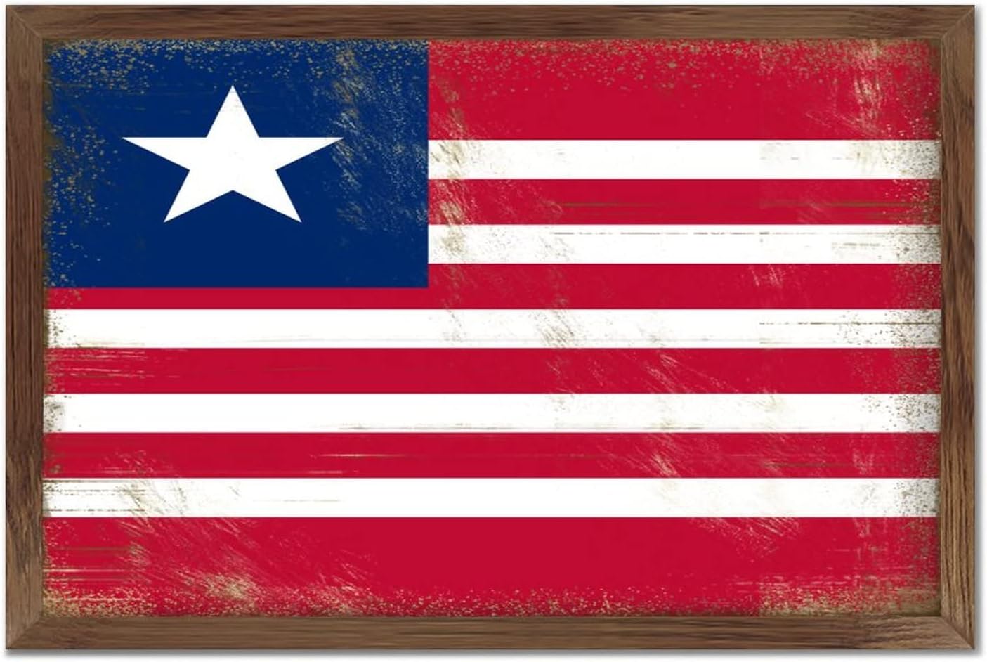 Liberia Flag Wood Framed Sign Wall Art