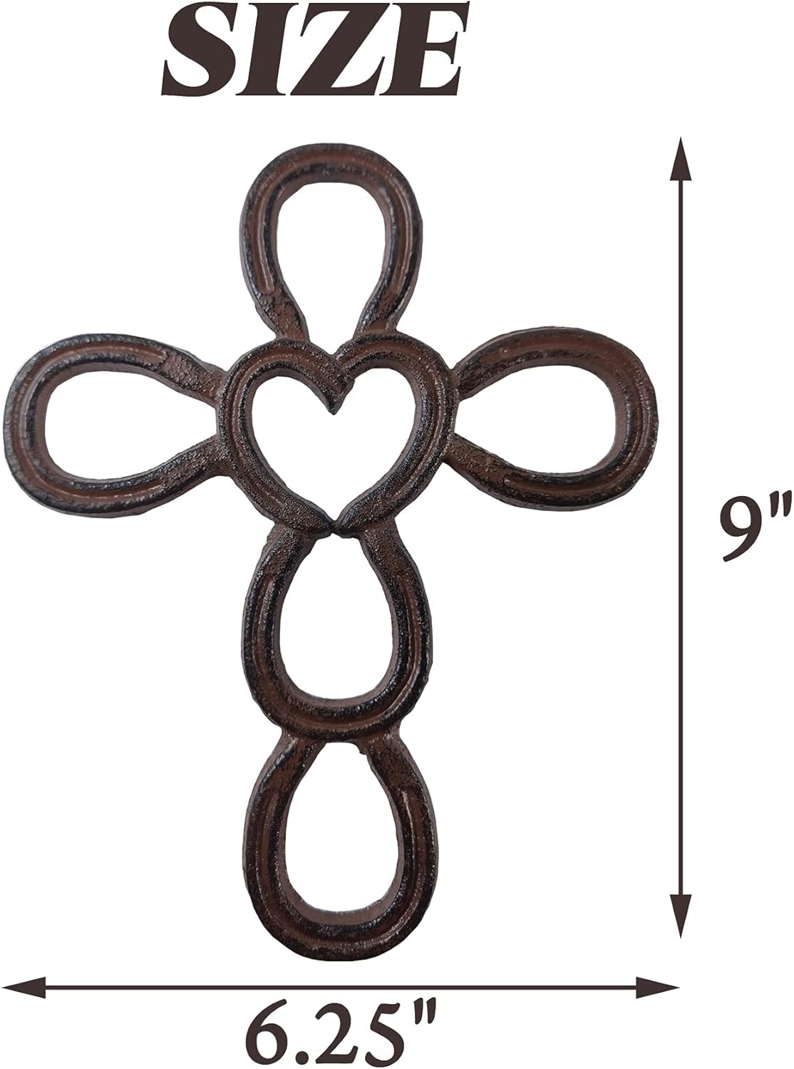 RONYOUNG Cast Iron Wall Cross Dark Brown
