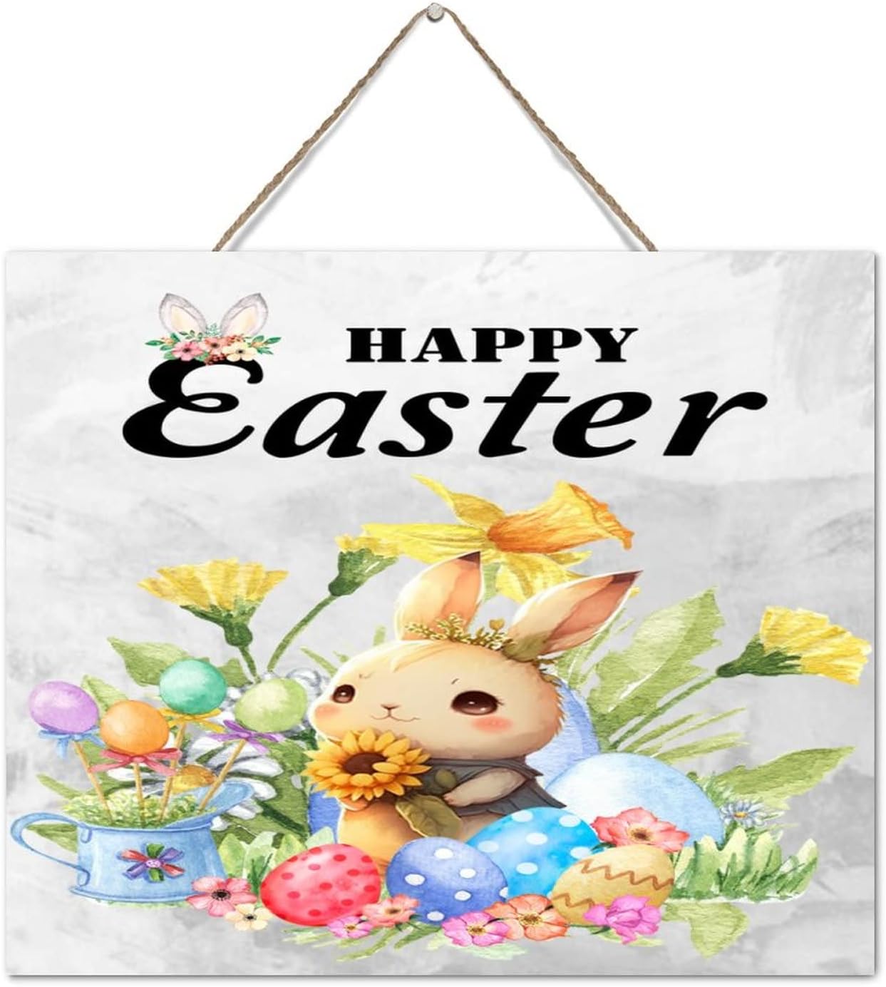 Autravelco Happy Easter Bunny Rabbit Wall Decor 10x12 Inch