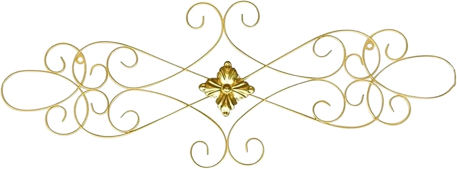 Bellaa 23226 Gold Metal Wall Scroll Art Medallion Plaque