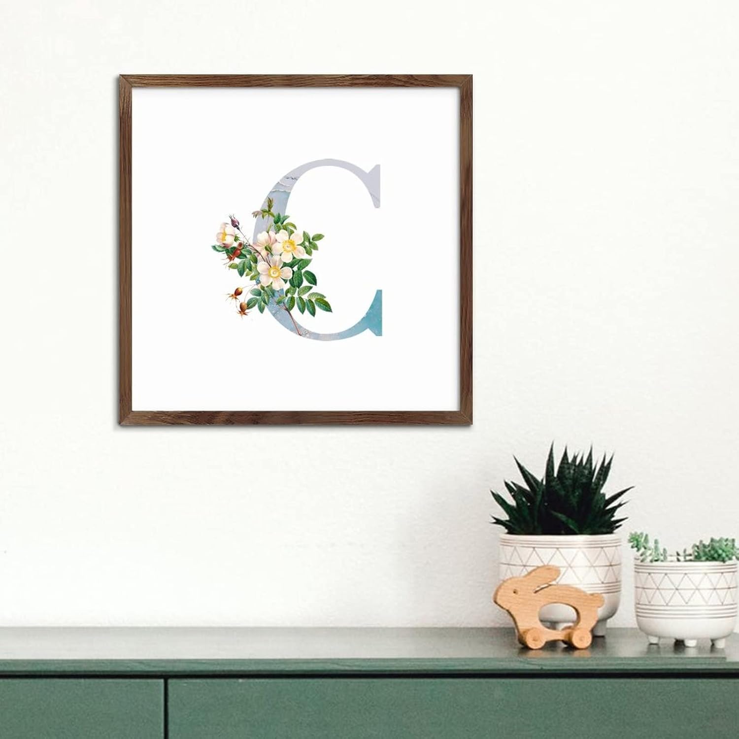 Funny Framed Wooden Sign Initial Letter C Monogram Wall Art