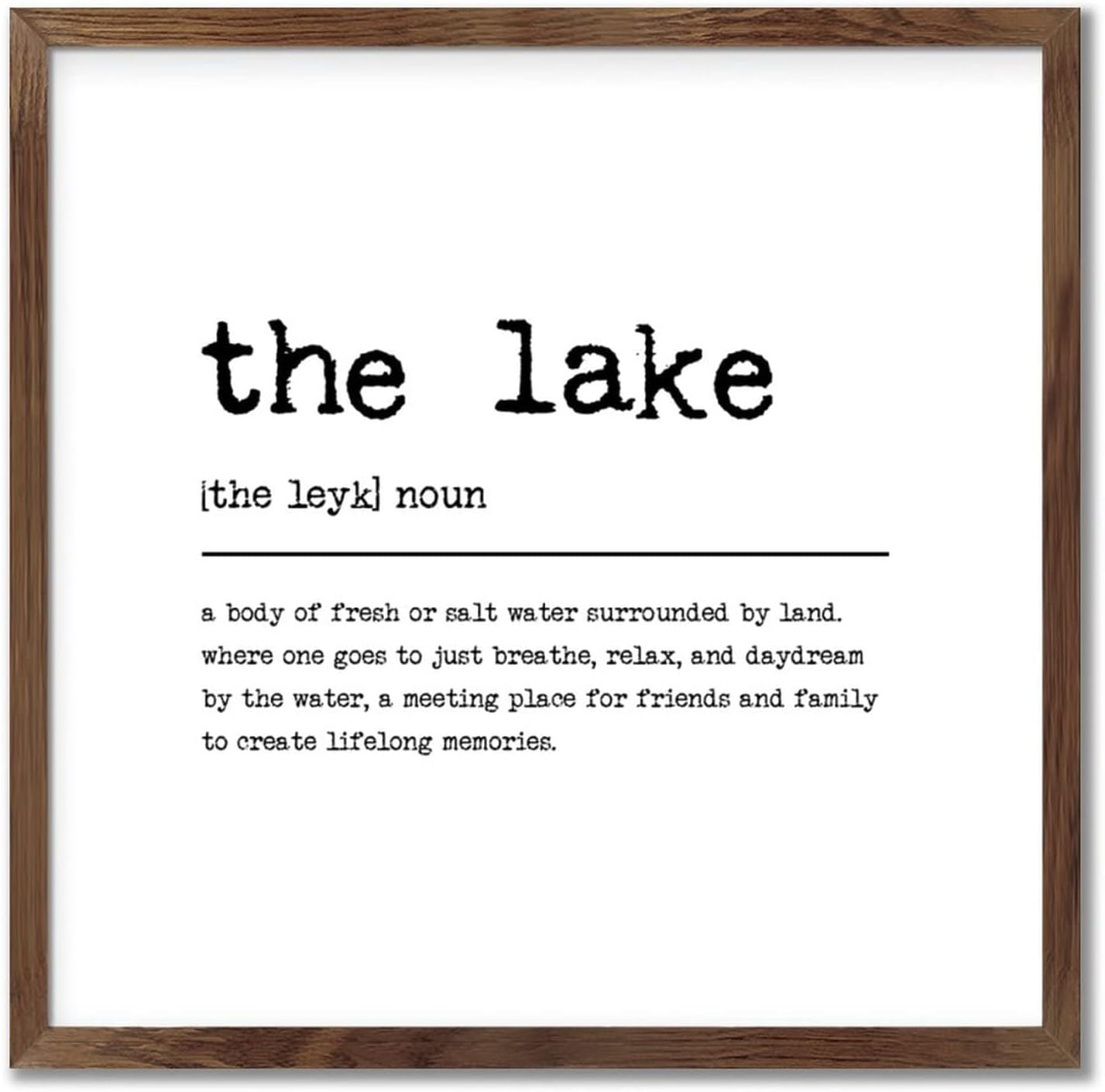 The Lake Framed Wood Sign Home Decor 12x12