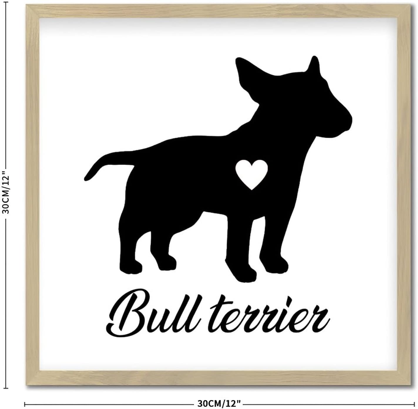 Bull Terrier Dog Silhouette Wooden Sign Wall Decor