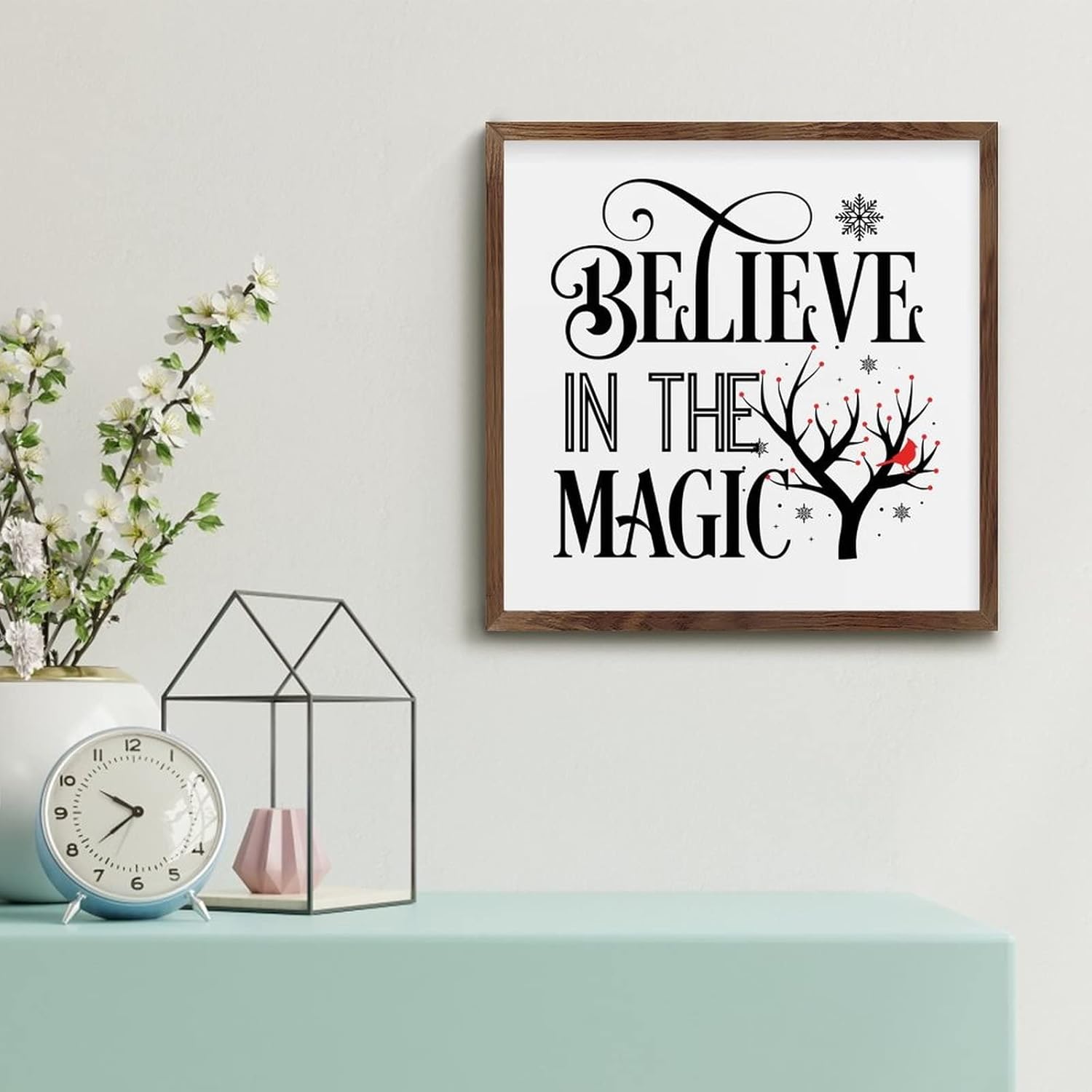 Red Birds Memorial Quote Wood Framed Wall Decor